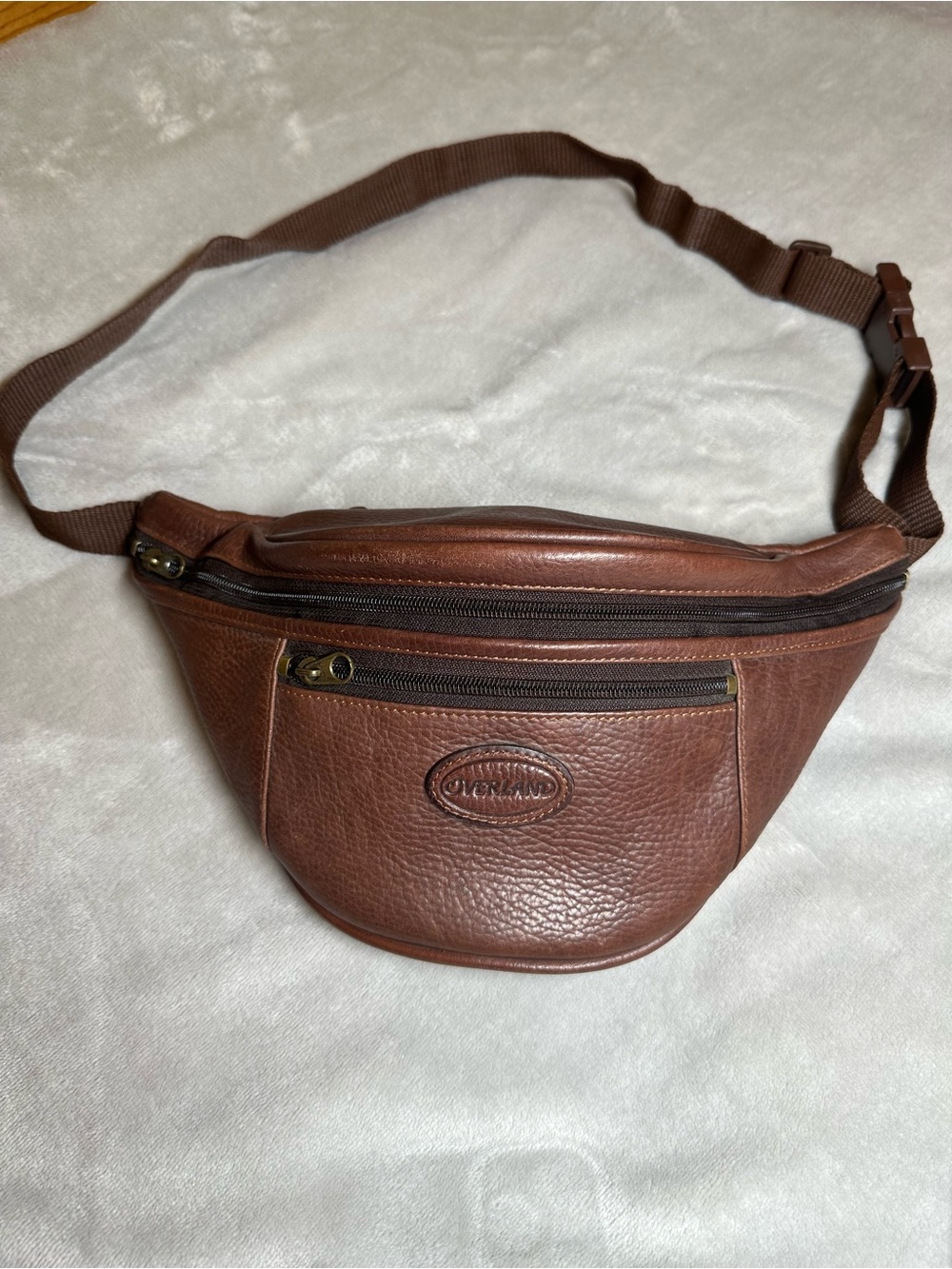 Overland Brown Pebbled‎ Leather Fanny Pack Waist Bag Vintage Gorpcore Travel